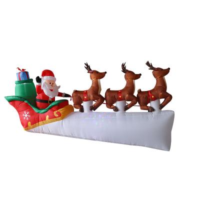 China 11FT Blow Up Christmas Inflatable Santa on Sleigh with 3 Reindeer and Christmas Tree Lights Decor Holiday Indoor Outdoor Decorations for sale