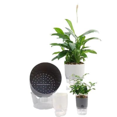 China Planter Pots Self Watering Pots With Absorbent Cotton Rope Plastic Elegant Green Style Modern Smart Flower Pot for sale