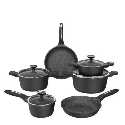 China Besco kitchen household design 18pcs non viable custom pre seasoned cooking pot stick cast aluminum cookware set for sale