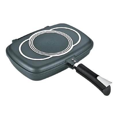 China Minimalist Aluminum Outdoor Double Sided Barbecue Double Sided Tray Dismountable Grill Pan Frying Pan for sale