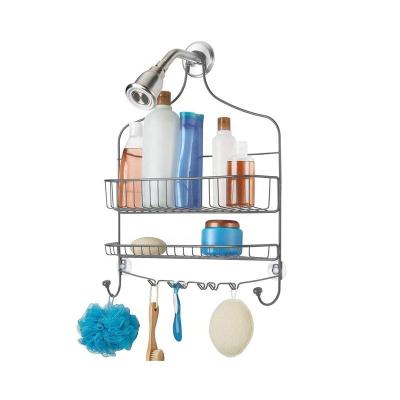 China Modern Sleek Extra Wide Hanging Organizer Metal Wire Shower Caddy and Tub Bathroom Showroom Storage Center for sale