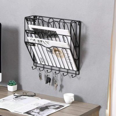 China Superbpag Hanging Rack Mail Organizer Metal Wall Mount Magazine Literature Rack With Head Rack Over Door Entryway Storage for sale