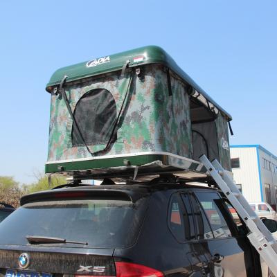 China Field Game Tent Style Camouflage Fiberglass Hard Shell Car Roof Top Tent 214X130X28cm for sale