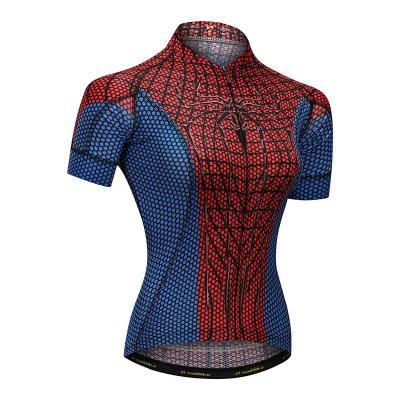 China Spiderman Logo Ropa Mujer Girls Cycling Jersey Bike Custom Women's Breathable Quick Dry Cycling Wear for sale