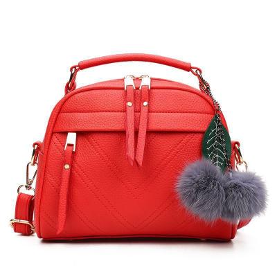 China Wholesale Fashion Hairball Leather Pendant Women Shoulder Bag Handbag Messenger Bag for sale