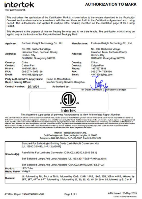 ETL - Fuchuan Kinlight Technology Co., Ltd.