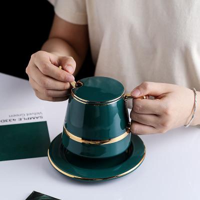 China Matte Green Mug Capacity Ceramic WaterCreative European Disposable Coffee Cup Luxury Customization for sale