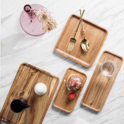 China Wholesale Disposable Wooden Serving Tray Wooden Decorative Coffee Tea Trays Black Walnut for sale