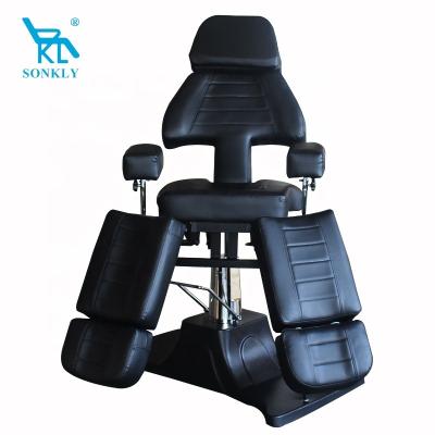 China Beautiful appearance sonkly brand hydraulic height adjustment tattoo client chair beauty salon chair with stable Chrome base for sale