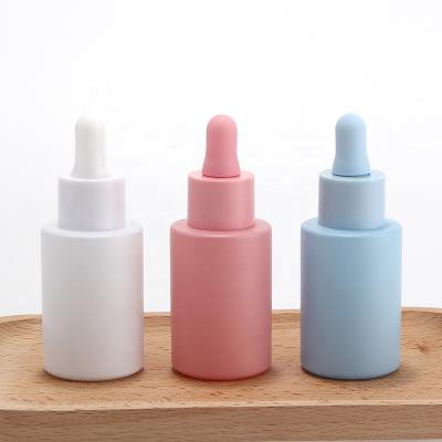 China Storage color printing perfect for sale glass bottle in pink blue matte white color dropper bottle for sale