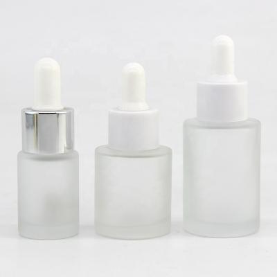 China Perfect printing 15ml 20ml 30ml in white color glass frosted bottles with dropper for sale used essential oil liquid for sale