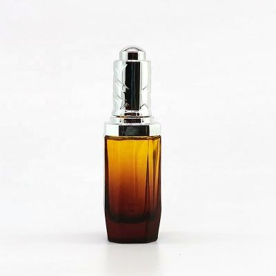 China Push Button Flat Shoulder Essential Oil Bottle Perfect Printing Customize Frosted Cosmetic Glass Dropper Bottle for sale