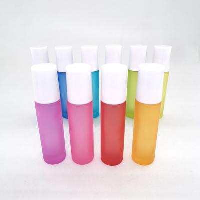 China Colorful Personal Care Roll On Bottles Frosted Empty Roller Bottle With Rollerball For Essential Oil for sale