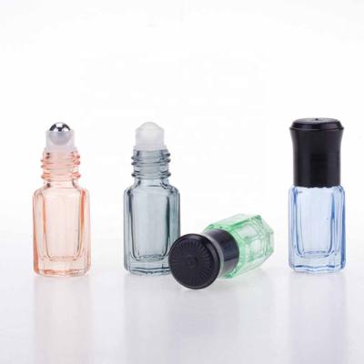 China Wholesale 3ml Cosmetic Roll Bottle Essence Perfume Bottle Sample Octagonal Glass Vials For Essential Oil Packaging for sale