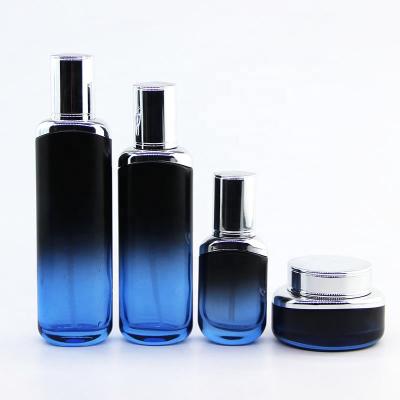 China Custom Cosmetic Luxury Glass Bottle Personal Care Packaging 50g Face Cream Jars 40ml 100ml 120ml Pump Lotion Beauty Glass Bottle for sale