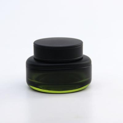 China Customized Green Personal Care Matte 50g Cosmetics Jar 50g Glass Container With Lid for sale