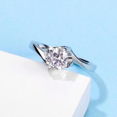 China CLASSIC most popular 925 silver ring with 1ct moissanite diamond moissanite engagement ring with ORPHIA certificate for sale