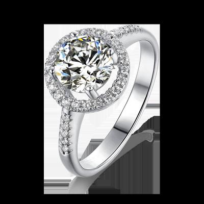 China CLASSIC Halo VVS Moissanite Diamond Engagement Ring 1CT White Gold Moissanite Ring 14K White Gold Apple Jewelry Wedding for sale