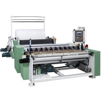 China Industrial Factory Roll JRT Maxi Roll Slitting Rewind Air Spindle Machine With On Line Slitters And Perforation for sale