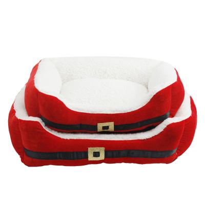 China Breathable Christmas Design Luxury Custom Dog Sofa Washable Plush Pet Bed for sale