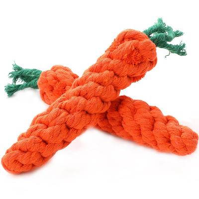 China Stocked Dog Knot Toys Pet Supplies Wholesale Pet Cotton Rope Woven Carrot Dog Toys for sale