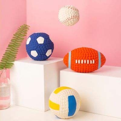 China Stocked Dog Toy Latex Football Tennis Dog Bite Soundball Pet Toy for sale