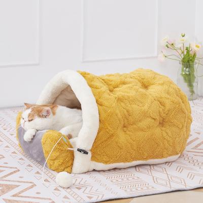 China New Breathable Arctic Nest Mat Plus Velvet Warm Semi-Closed Cat House Dual-Purpose Pillow Puppy Cat Bed for sale