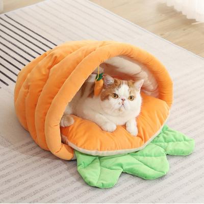 China Autumn And Winter Nest Breathable Carrot Form Comfortable Warm Protection Detachable Cat Dog Bed Nest Dual Use for sale