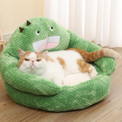 China Breathable Green Cactus Nest Autumn And Winter Warm Preservation Triangular Closed Flower Full Around Cat Dog Bed for sale