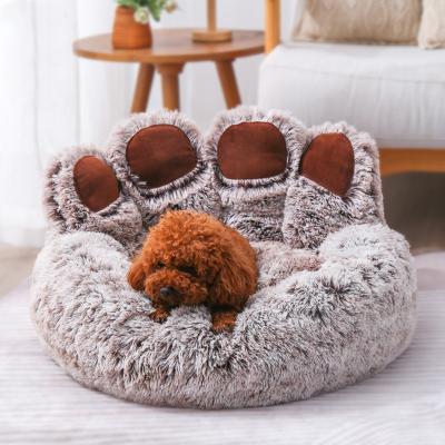 China Warm Sofa Bed Washable Long Plush Outdoor Mat Portable Cat Supplies Breathable Super Fluffy Bedroom Dog Bed Dog Donut for sale