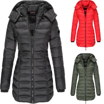 China New Winter Women's Long Jacket Cotton-padded Slim Warm Breathable Women's Body Cotton-padded Down Jacket for sale