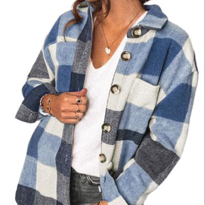 China Wholesale New Women's Plaid Anti-Wrinkle New Shirt Women Autumn Winter Elegant Breasted Casual Pocket Coat for sale