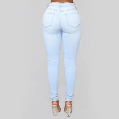 China HONGNUO New Arrival Fashion Ladies Breathable Pants Plus Size High Waist Ripped Skinny Denim Pant Ladies Jeans for sale