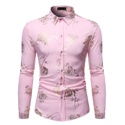 China HONGNUO Anti-pilling Men's Gold Tan Shirt With European Size Casual Shirts Fashionable Cotton Shirt Man Fabric Long Sleeves For Autumn for sale