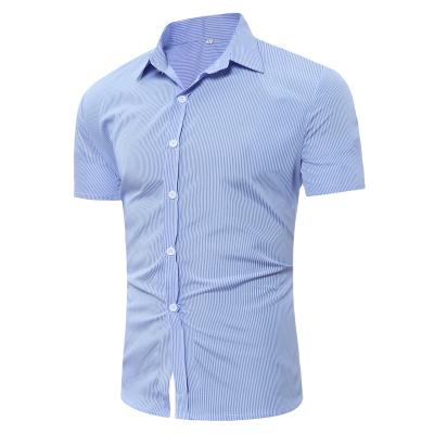 China HONGNUO Striped Shirt Large Size Short Sleeve Anti-pilling Shirt For Men for sale