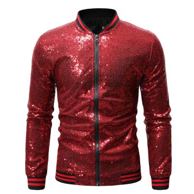 China HONGNUO Men's Dance Wear Reversible Loose Sequined Zipper Cardigan Jacket for sale