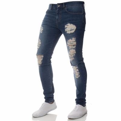 China Color Fade Proof Fashion Casual Men's Jeans Personality Ripped Slim Jeans Soft Pants for sale