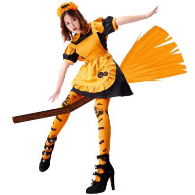 China HONGNUO Polyester Halloween Costume Maid Magic Witch Jack Pumpkin Lantern Dress TV and Movie Costumes for Halloween Women Polyester for sale