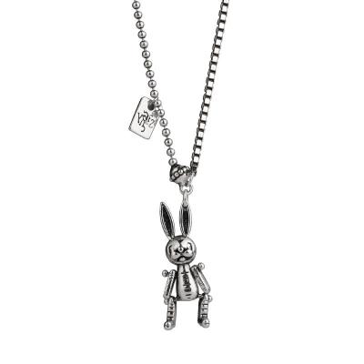 China Hiphop NY-1030 925 Sterling Silver Hip Hop Rabbit Internet Celebrity Niche D Old Retro Fashion Female Mechanical Pendant Necklace for sale