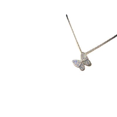 China NY-1034 S925 Diamond Butterfly Necklace Cute Temperament Set Female Clavicle Chain Cute Sterling Silver Popular Necklace for sale