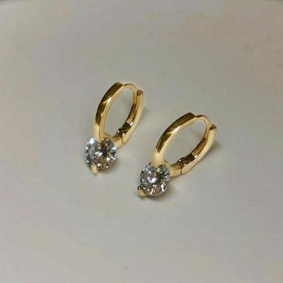 China Cute French Style Vintage Gold Plated Zircon Diamond Hoop Earrings Jewelry For Women for sale