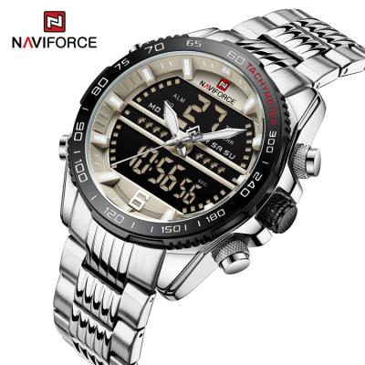 China Luxury Automatic Date Brand NAVIFORCE 9195S SBGY Digital Sports Watch For Men Steel Band Chronograph Waterproof Alarm Quartz Luminous Wristwatch for sale