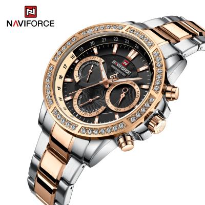 China New Date NAVIFORCE 9196D SRGB Automatic Men Watch Military Sport With Diamond Quartz Wristwatch 30m Waterproof Steel relojs for sale