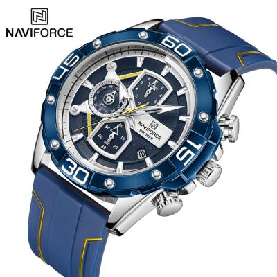 China Hot Selling New Brand Luxury Blue Watch Rubber Strap Mens Automatic Sports Automatic NAVIFORCE 8018T SBEY Date NAVIFORCE 8018T Quartz Chronograph Relojes for sale