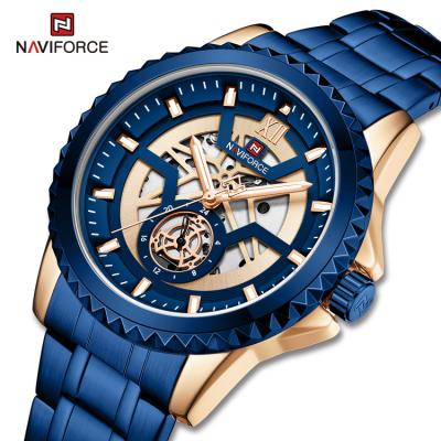 China Original Auto Date NAVIFORCE 9186 RGBE Brand Fashion Blue Mens Watches Luxury Quartz Waterproof Sport Watch Relogio for sale