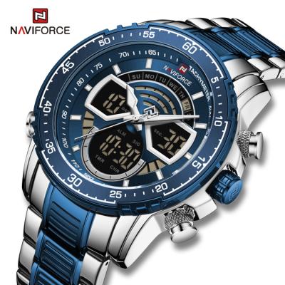 China Automatic Date NAVIFORCE 9189 SBE Men Watch Factory Wholesale Price Waterproof Quartz LCD Custom Brand Digital Watch Wrist Men Watch for sale