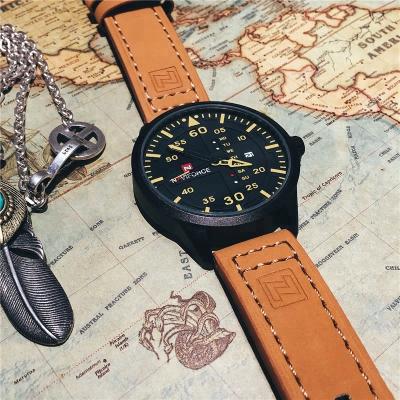 China Military day/date naviforce 9074 brb army quartz men watches sports wristwatch navy leather watch for sale