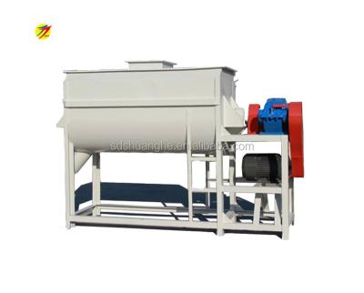 China 2021 Double Crane Feed Machinery Chicken Horizontal Feed Mixer Machine 2021 Horizontal Ribbon Mixer Animal Feed Mixer With Hammer Mill for sale