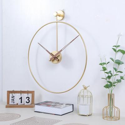 China Antique Style 24inch Classic Metal Round Shaped Iron Antique Industrial Skeleton Home Decor Black Wall Clock for sale