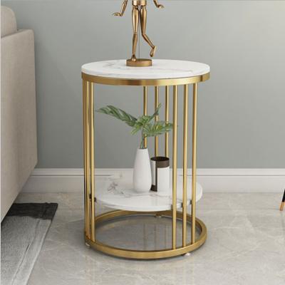 China Small round wrought iron tea table Nordic marble bedroom bedside table small contracted living room sofa side a few for sale